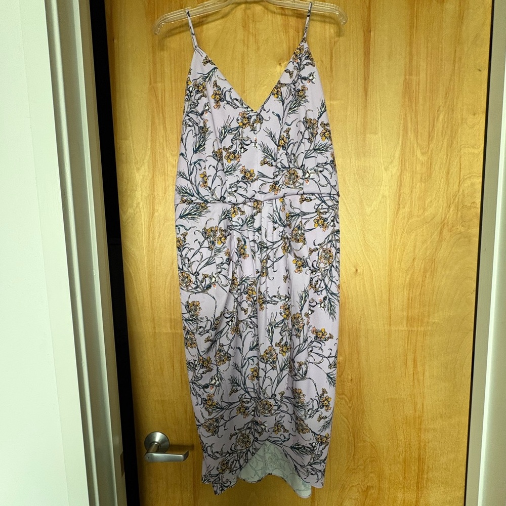 Purple Floral Faux Wrap Dress